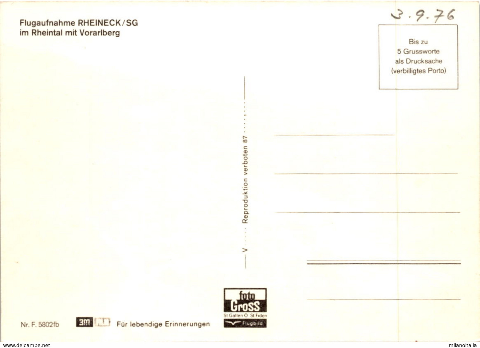 Flugaufnahme Rheineck / SG Im Rheintal Mit Vorarlberg (5802) * 3. 9. 1976 - Rheineck