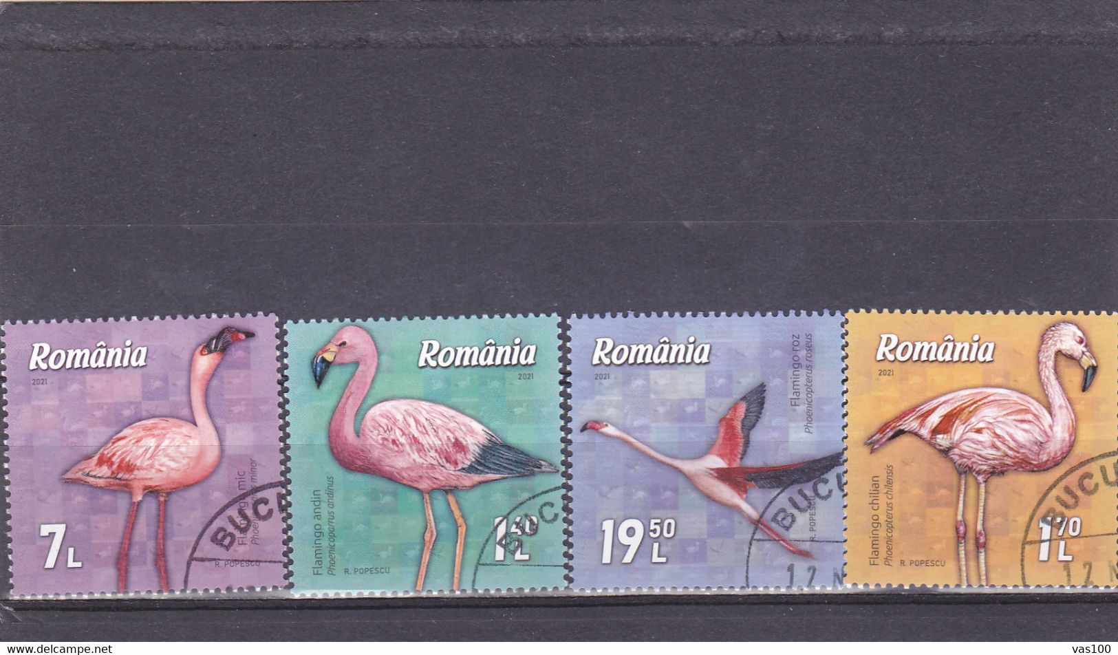 ROMANIA 2021 SET/4 STAMPS BIRDS, FLAMINGO , Stamp Full Set Used. - Usati