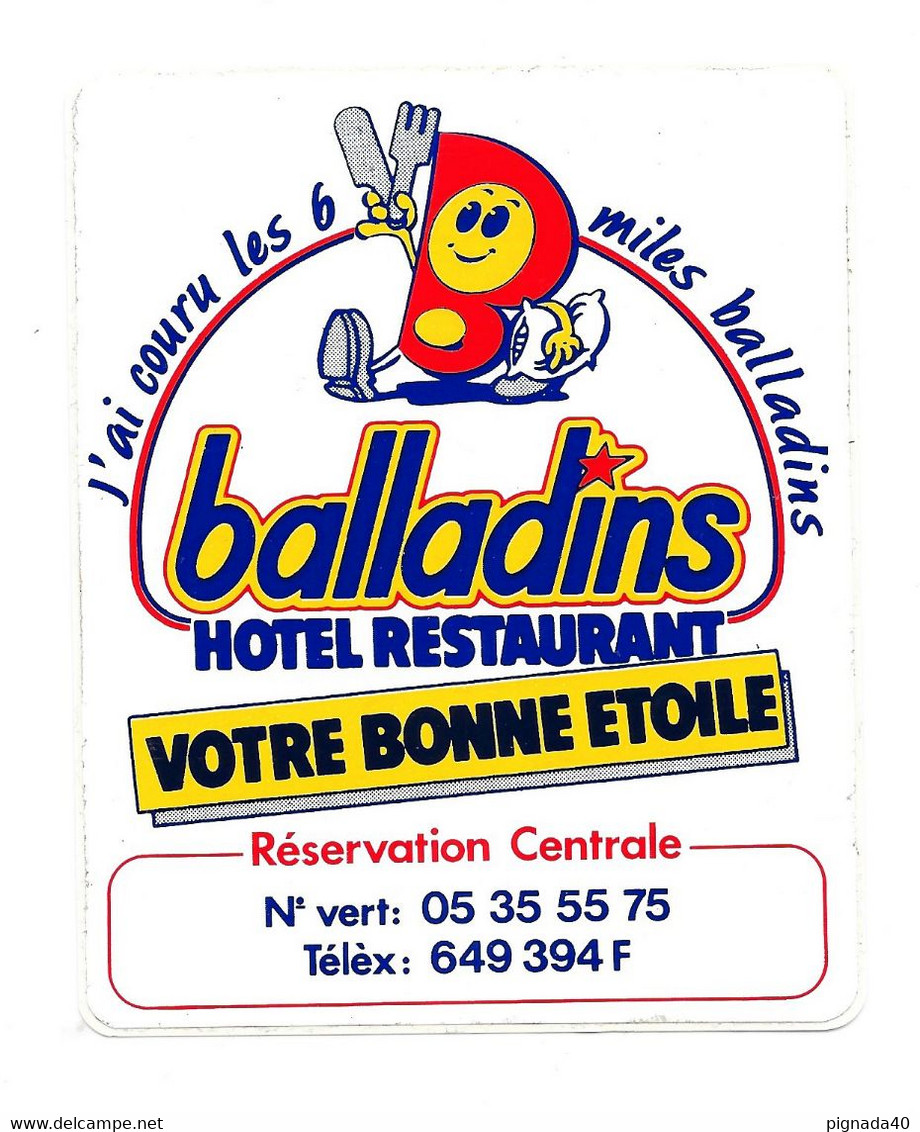 Autocollant, Balladins Hotel Restaurant "j'ai Couru Les 6 Miles Balladins", Votre Bonne étoile, 90*110mm - Aufkleber