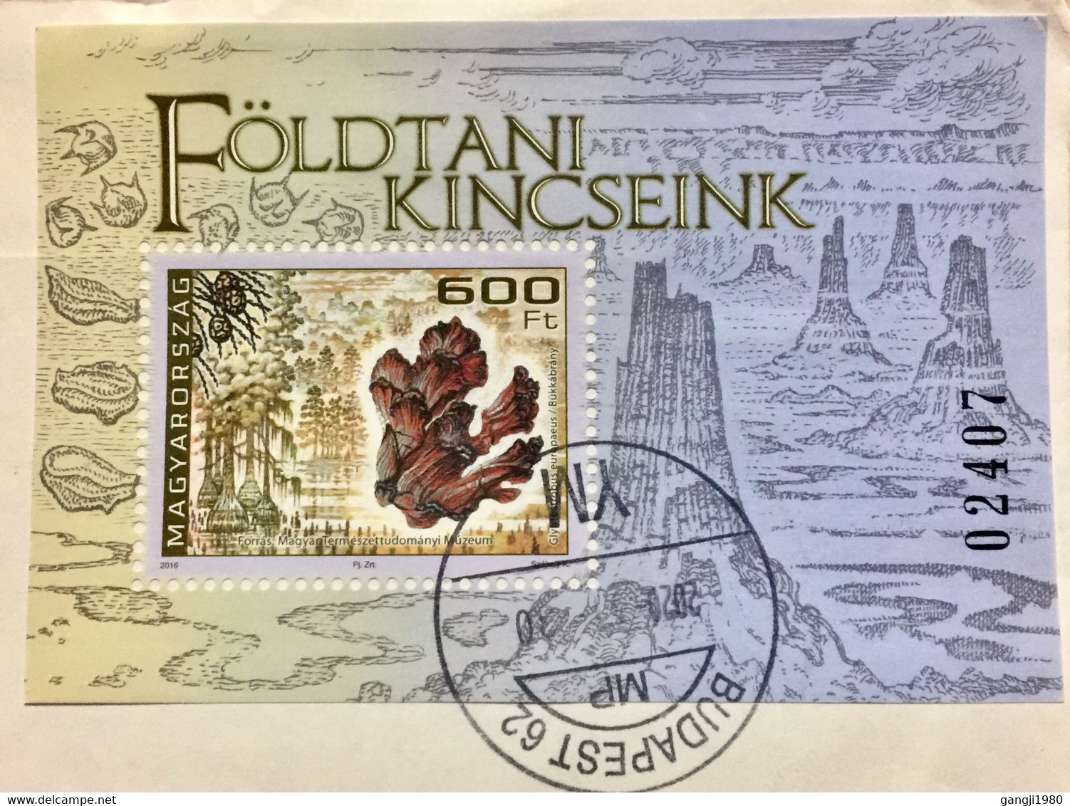 HUNGARY 2020,CORONA EPIDAMIC COVER, REACHED AFTER 2 MONTH!! BLOCK,MINIATURE SHEET, FOSSIL,BUILDING,NATURE, FOREST ,TREE - Briefe U. Dokumente