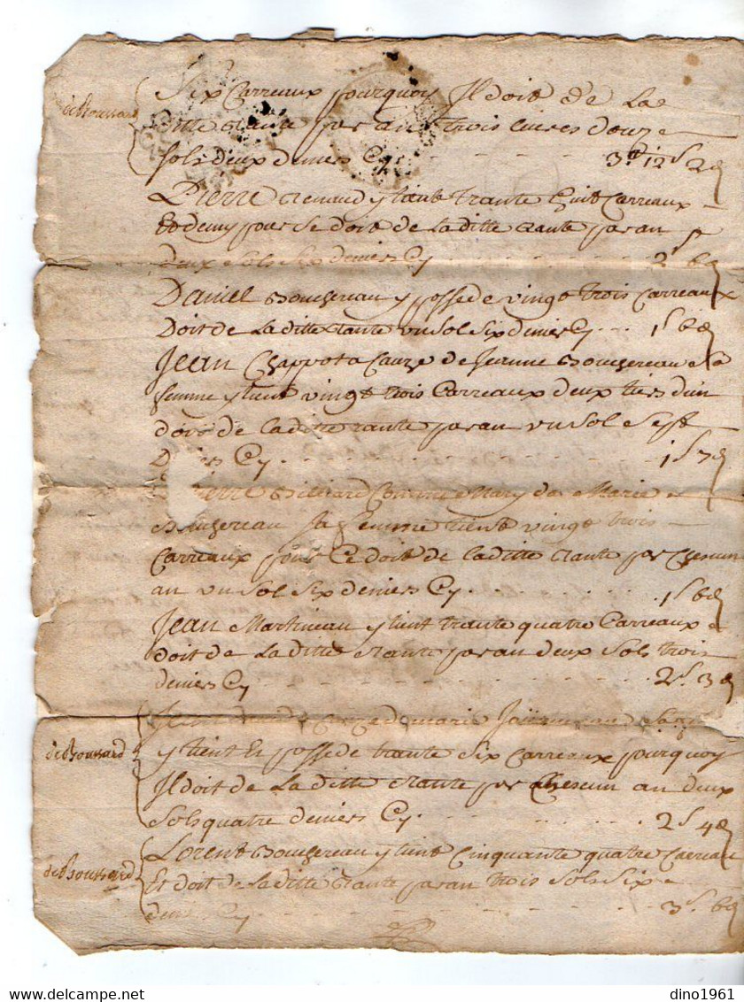 VP19.308 - Cachet De Généralité De LA ROCHELLE - Acte De 1736 - Arpentement - LANDES - Algemene Zegels