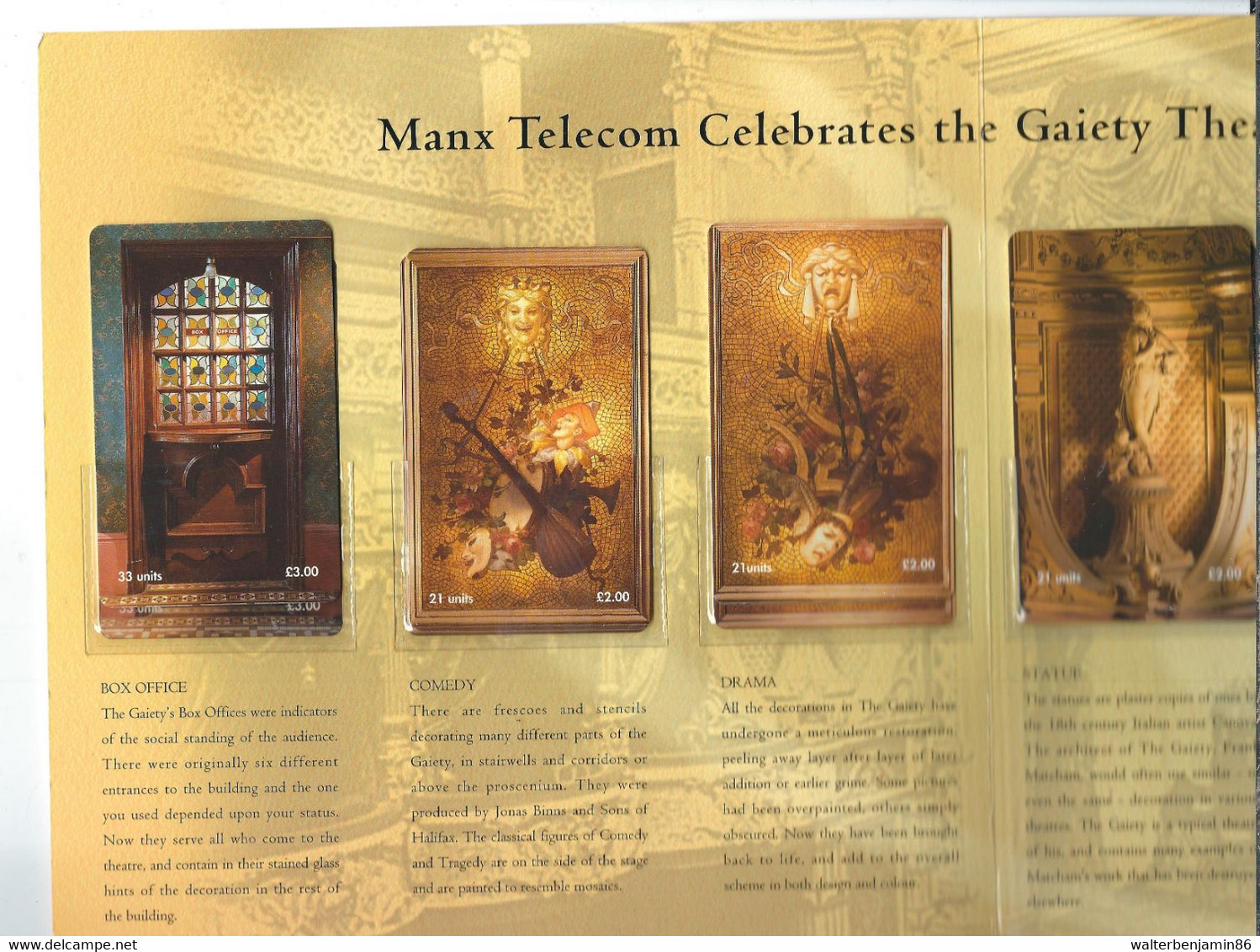 FOLDER CON 6 SCHEDE TELEFONICHE PHONECARDS ISLE OF MAN MANX TELECOM THE GAIETY THEATRE - Isle Of Man