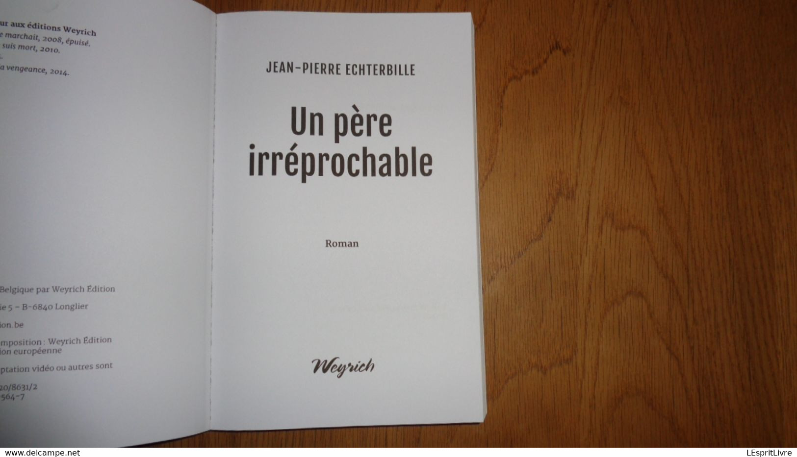 UN PERE IRREPROCHABLE Jean Pierre Echterbille Auteur Belge Etterbeek Virton Gaume Histoire Familliale Roman Belgique - Belgian Authors