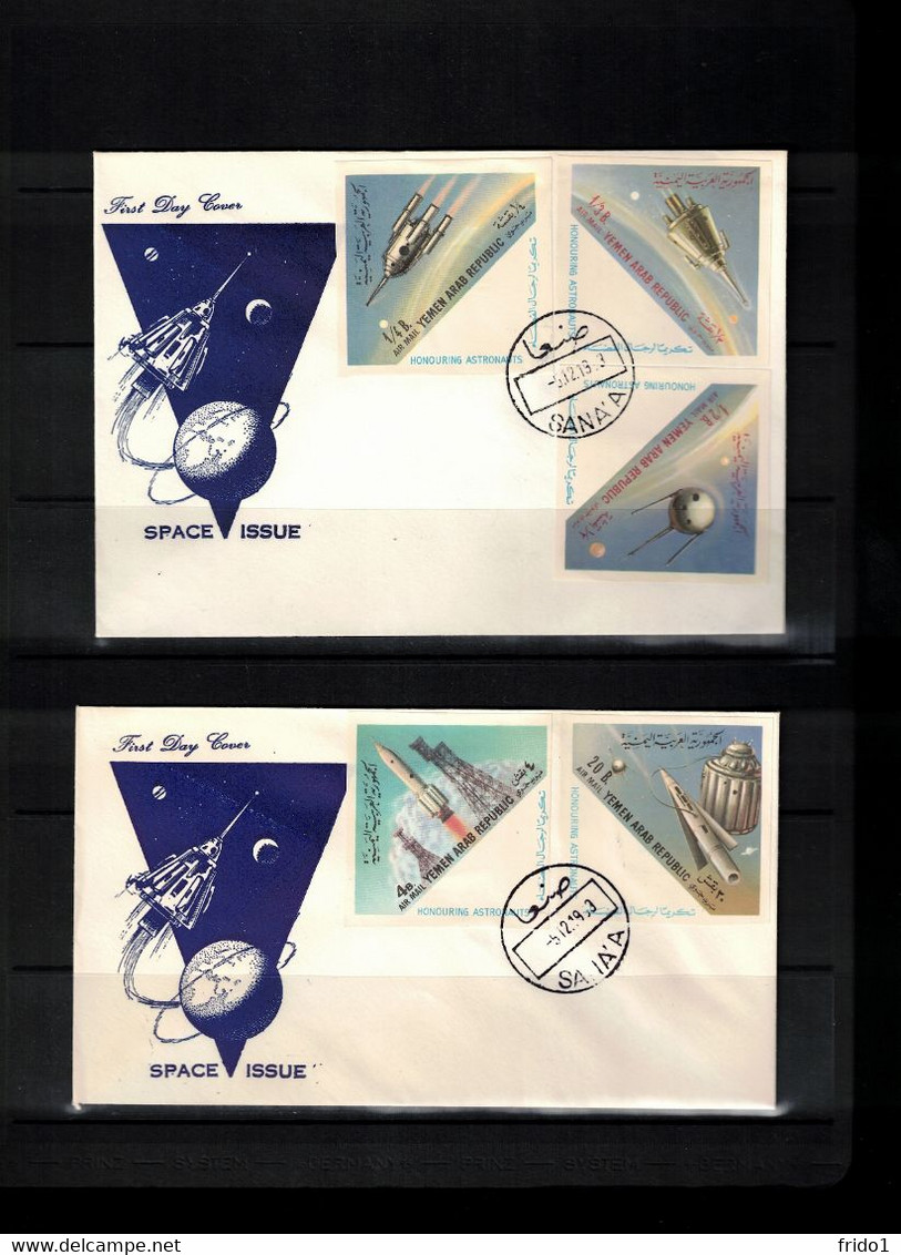 Yemen Arab Republic 1963 Space / Raumfahrt Rockets And Satellites Imperforated Set FDC - Azië