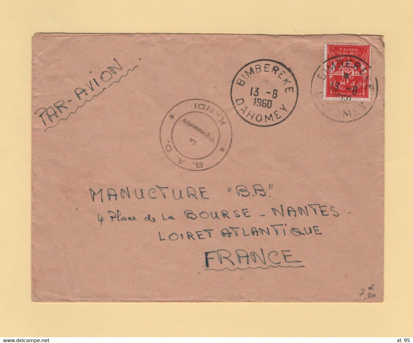 Timbre FM - Dahomey - Bimbereke - 1960 - BAD Kandi - Military Postage Stamps