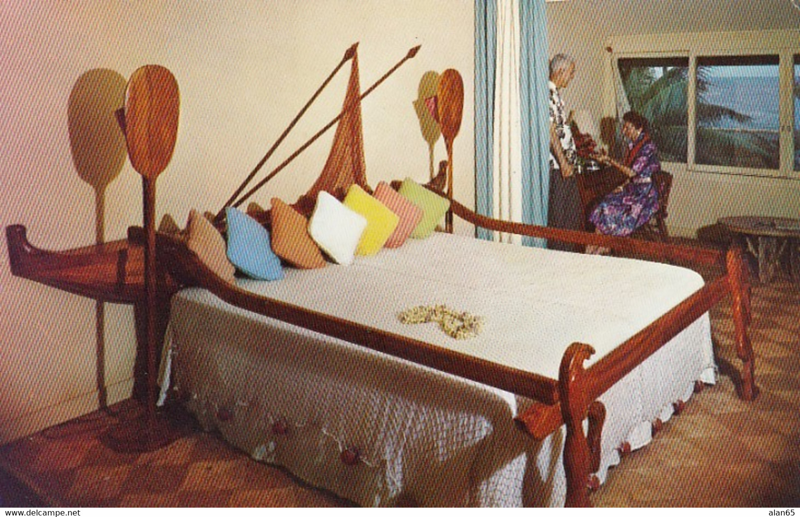 Kauai Hawaii, Coco Palms Hotel Room Interior View C1960s Vintage Postcard - Kauai