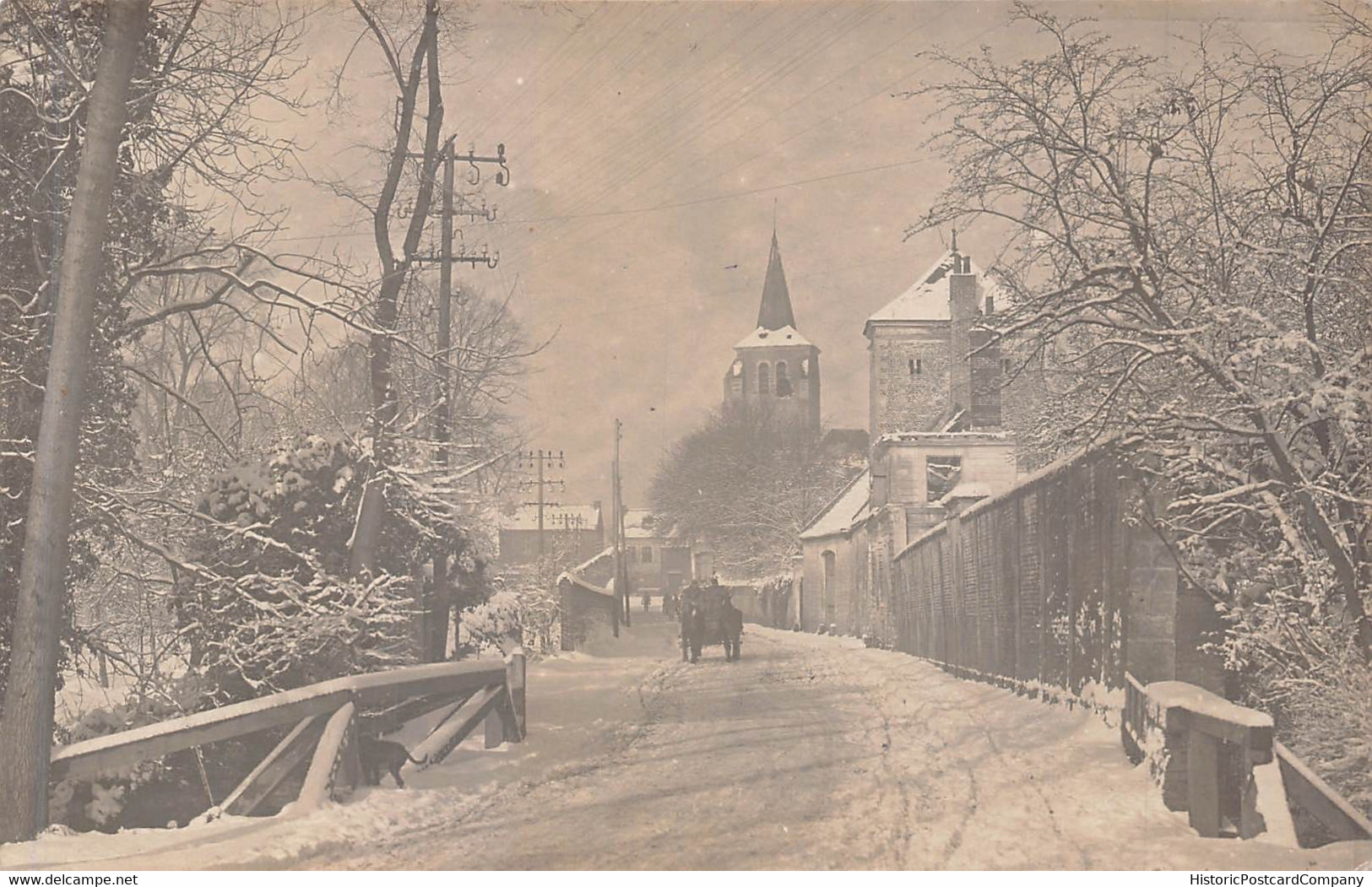 WW1 GERMAN SOLDIERS LEAVE TOWN~anbei Eine Ansicht Von Unserer Letzten Heimat Im Schneekleid~1918 FELDPOST PHOTO POSTCARD - Weltkrieg 1914-18