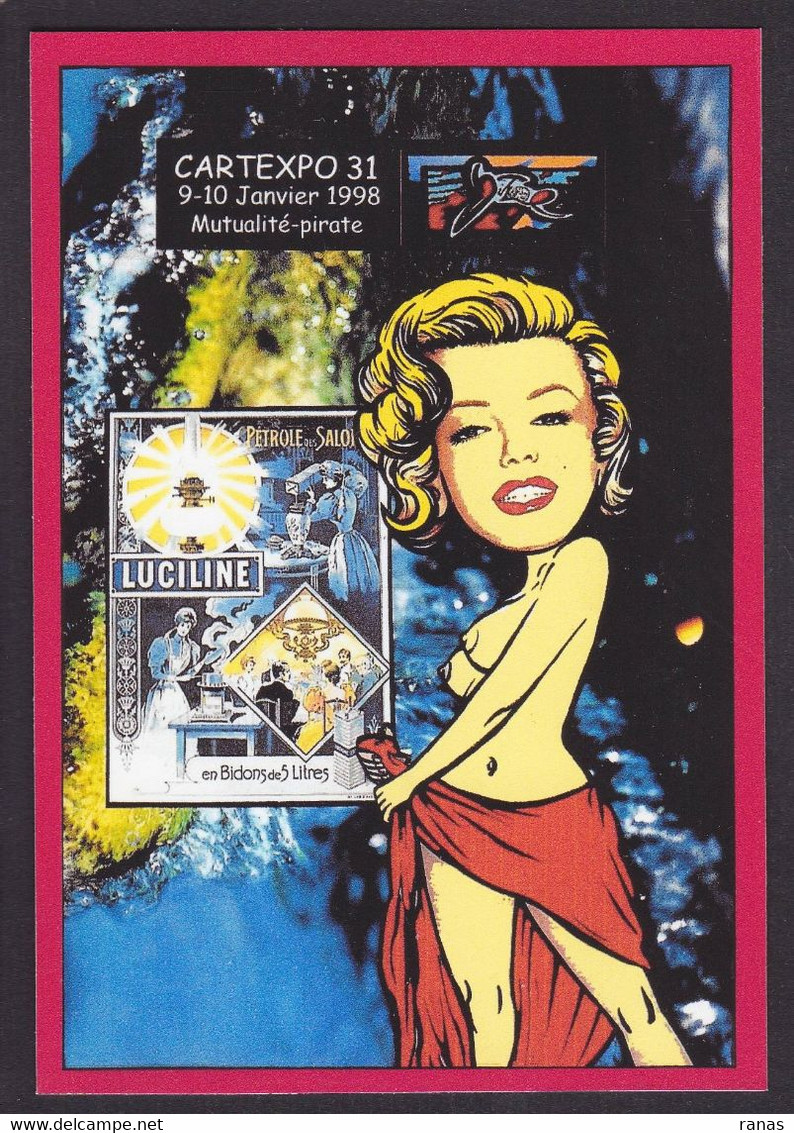 CPM Marilyn Monroe Pin Up Tirage 30 Ex. Numérotés Signés Par JIHEL Cartexpo 1998 Lampe à Pétrole - Bolsas Y Salón Para Coleccionistas