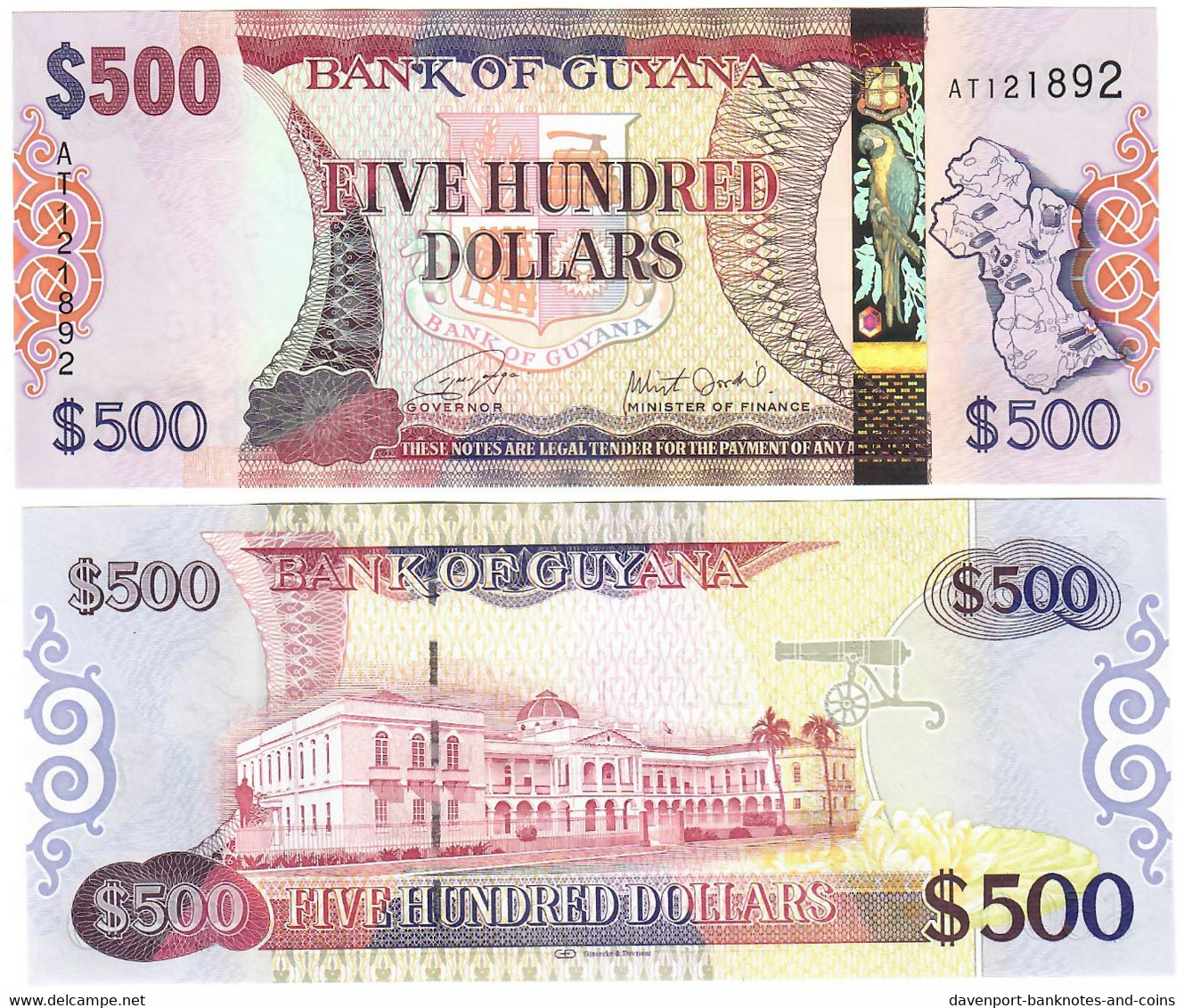 Guyana 500 Dollars 2019 UNC - Guyana