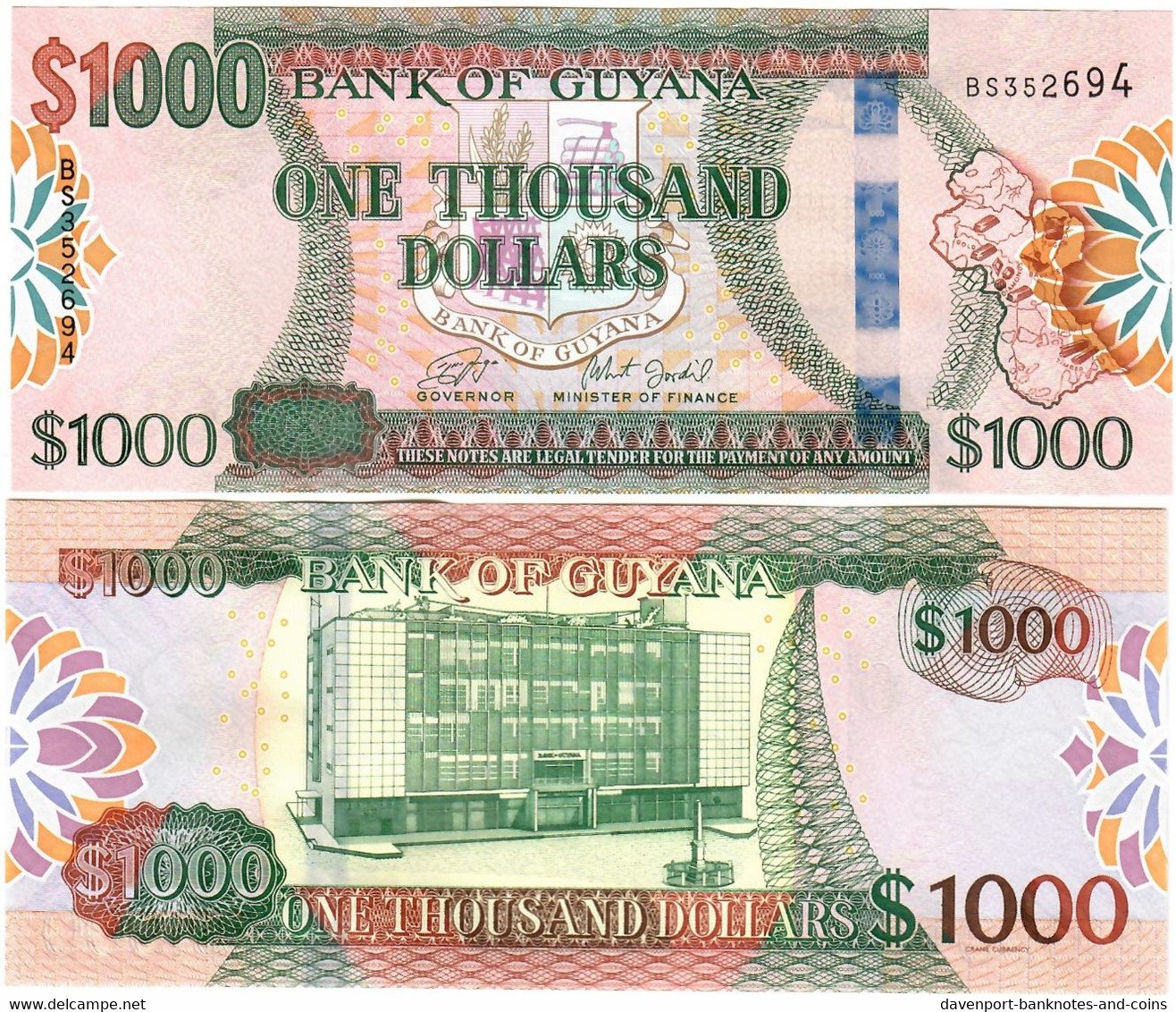 Guyana 1000 Dollars 2019 UNC - Guyana