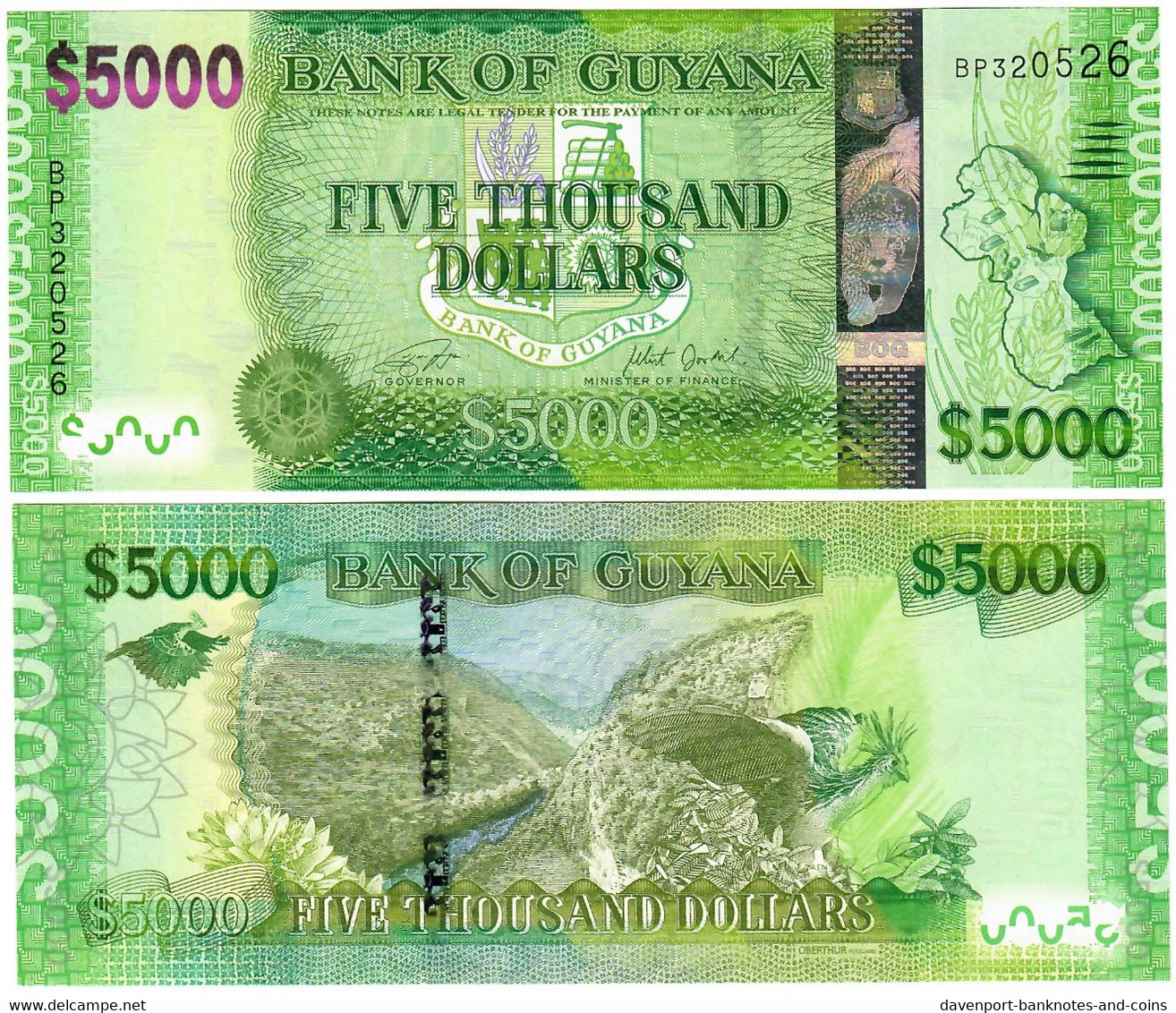 Guyana 5000 Dollars 2018 UNC - Guyana