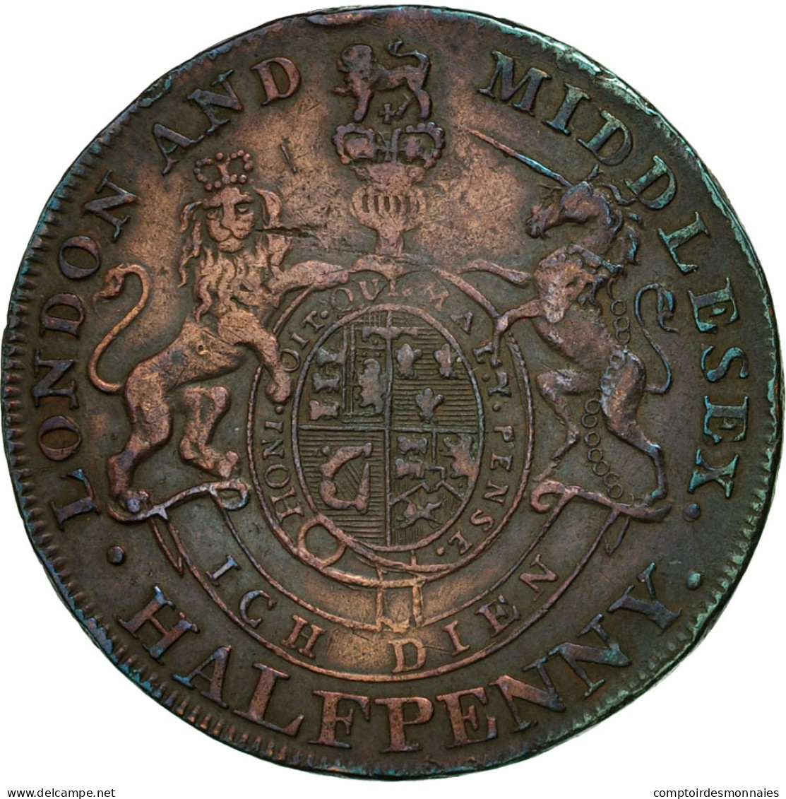 Monnaie, Grande-Bretagne, National Series, Halfpenny Token, Middlesex, TTB - Andere & Zonder Classificatie