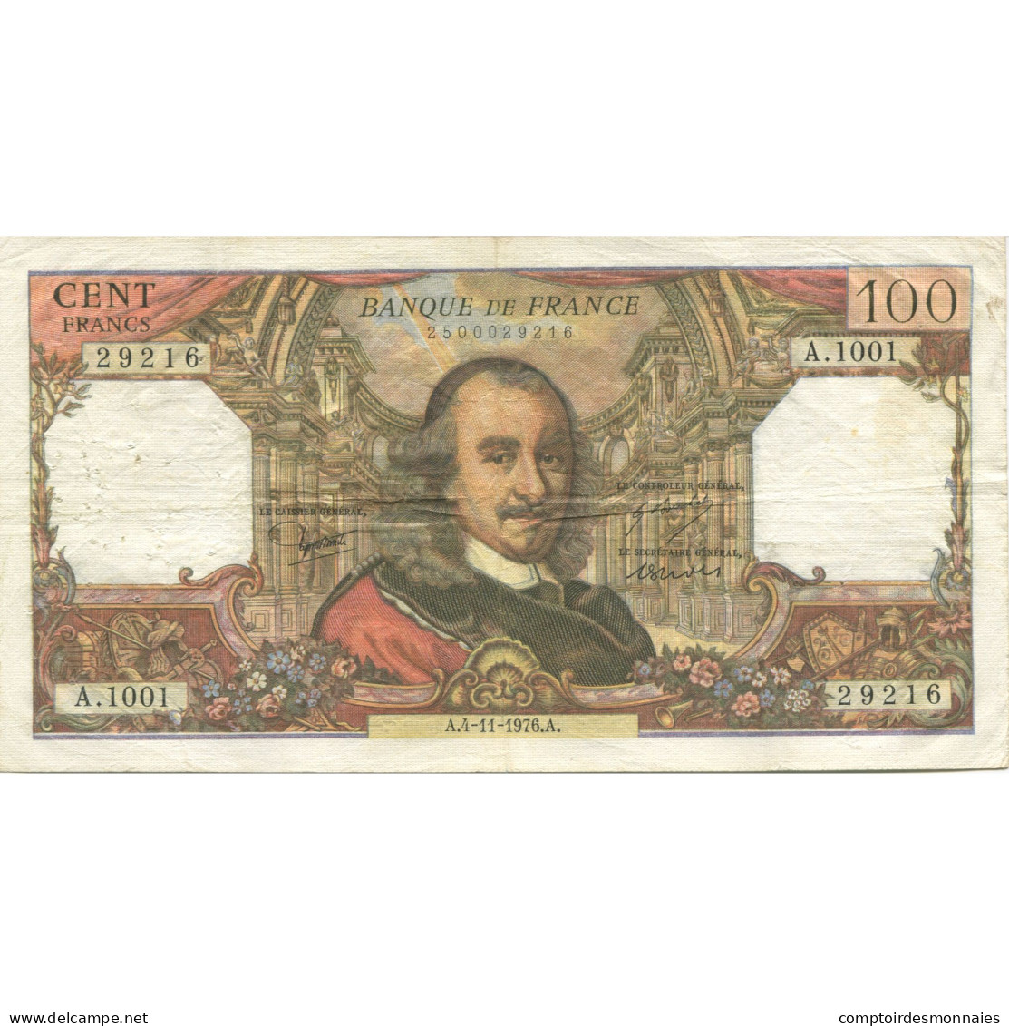 France, 100 Francs, Corneille, 1976, 1976-11-04, TTB, Fayette:65.55, KM:149f - 100 F 1964-1979 ''Corneille''