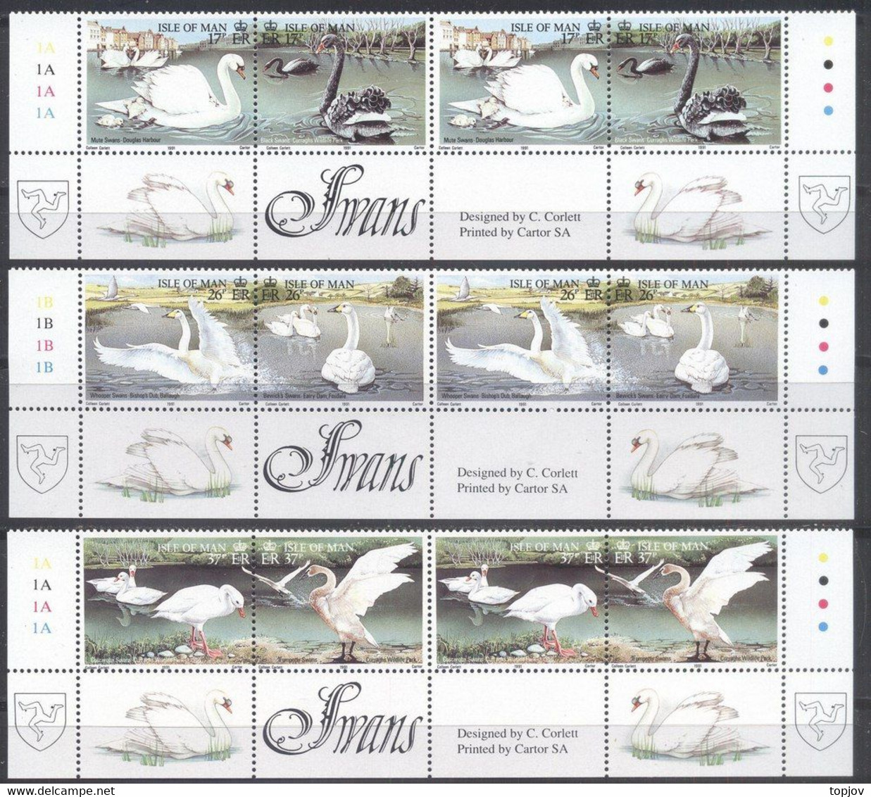 MAN - SWANS In PAIRS +++  - **MNH - 1991 - Cygnes