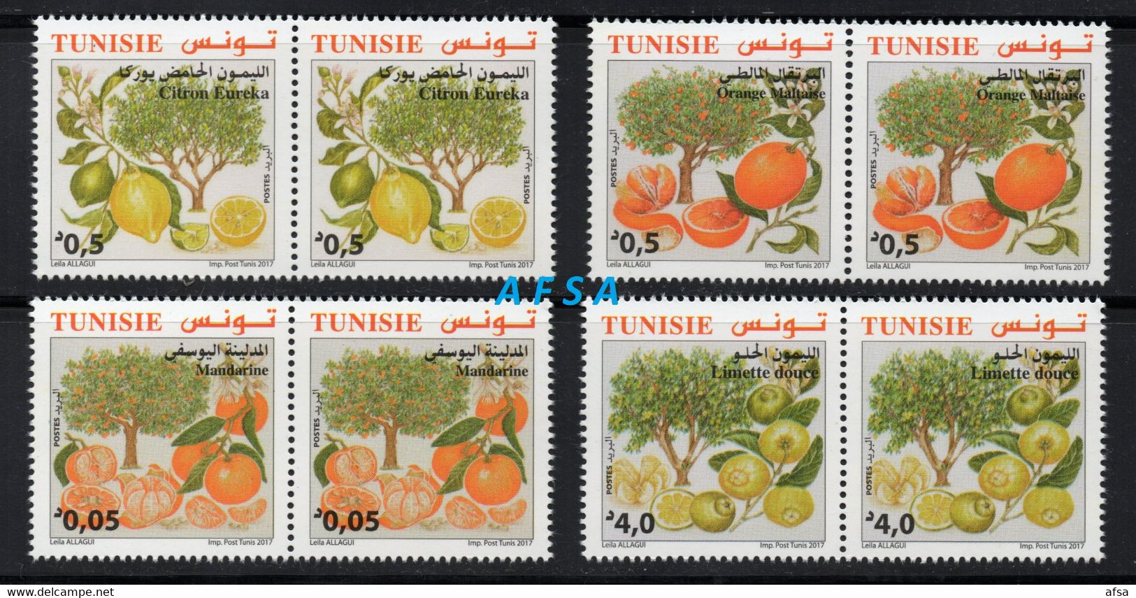 Tunisie 2017- Les Agrumes (Paire) // Citrus Fruits Of Tunisia (Pair) - Vegetables