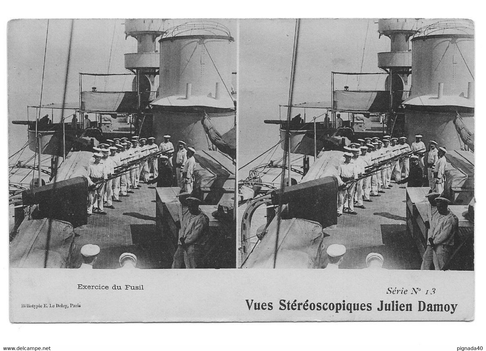 Exercice Du Fusil, Bateau, Fusils, Marins, Marine, Julien Damoy - Cartes Stéréoscopiques