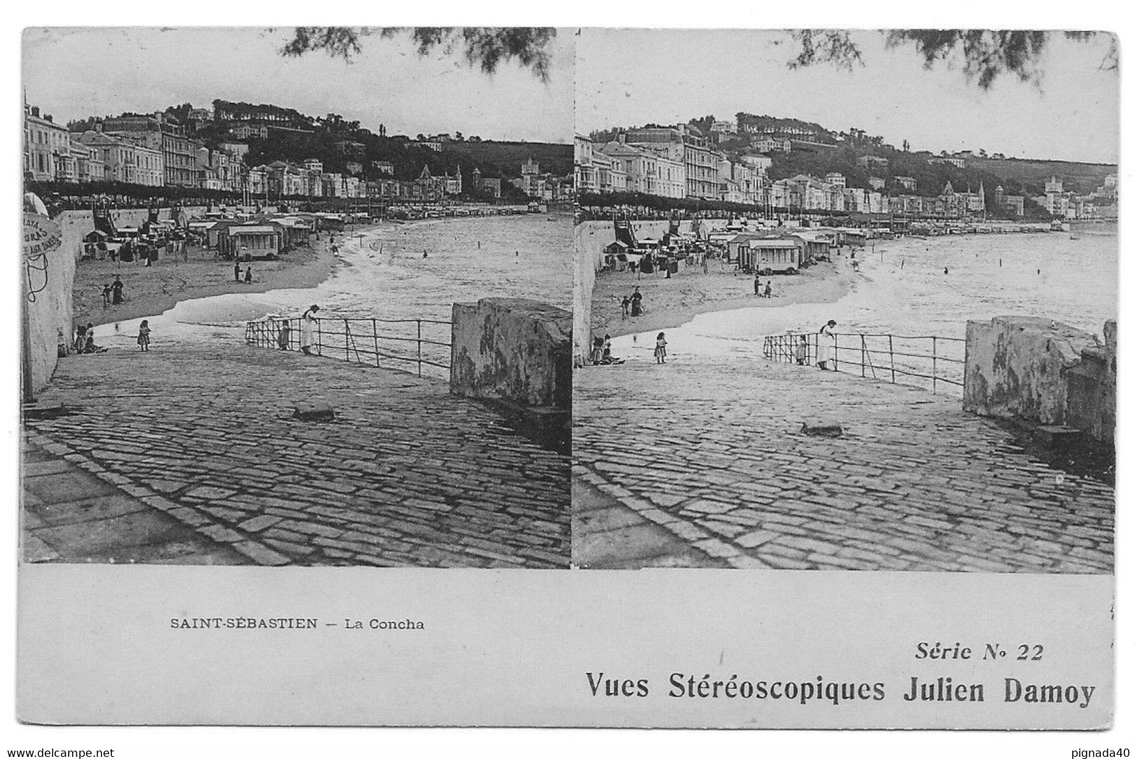 SAINT SEBASTIEN, La Concha, Espagne, Mer, Plage, Julien Damoy - Cartes Stéréoscopiques