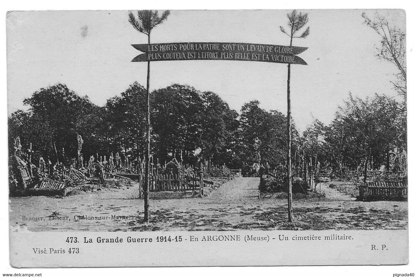 CPA, 55  En ARGONNE, Meuse, Un Cimetière Militaire, écrite 1916, Grande Guerre 1914-15 - Cimetières Militaires