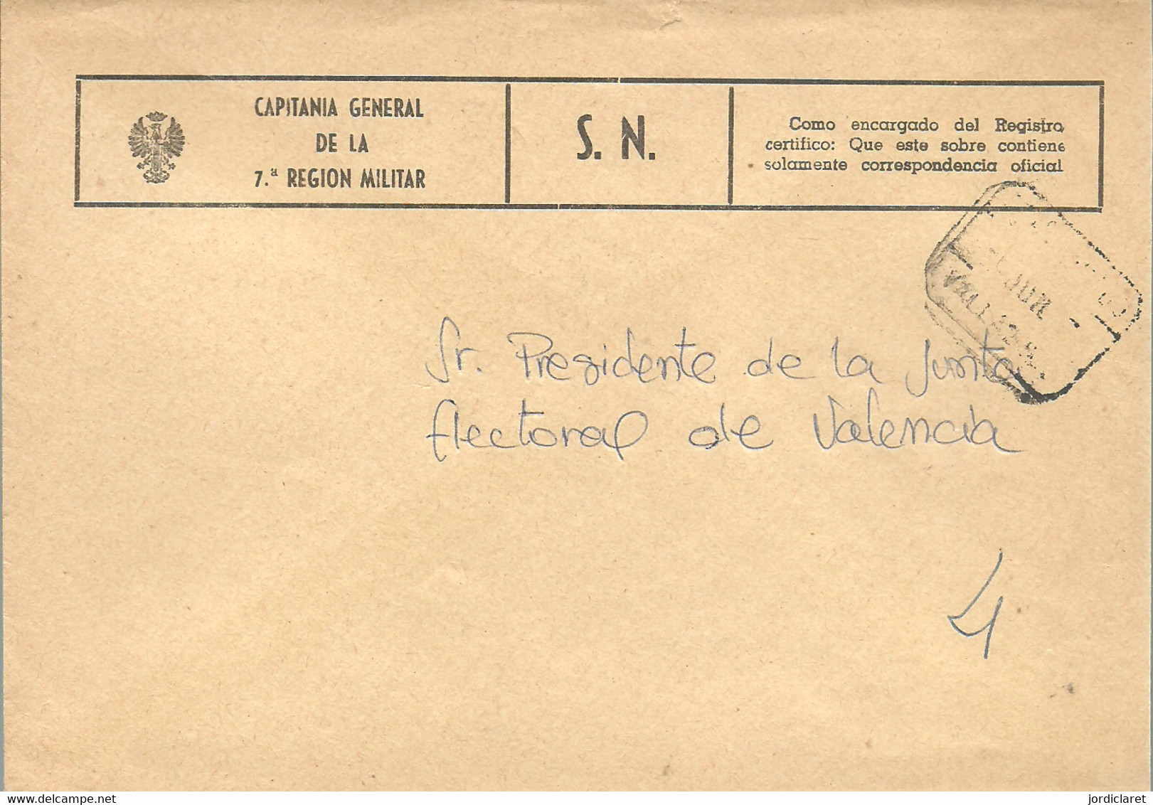 CAPITANIA MILITAR  VALLADOLID 1977 - Franquicia Militar