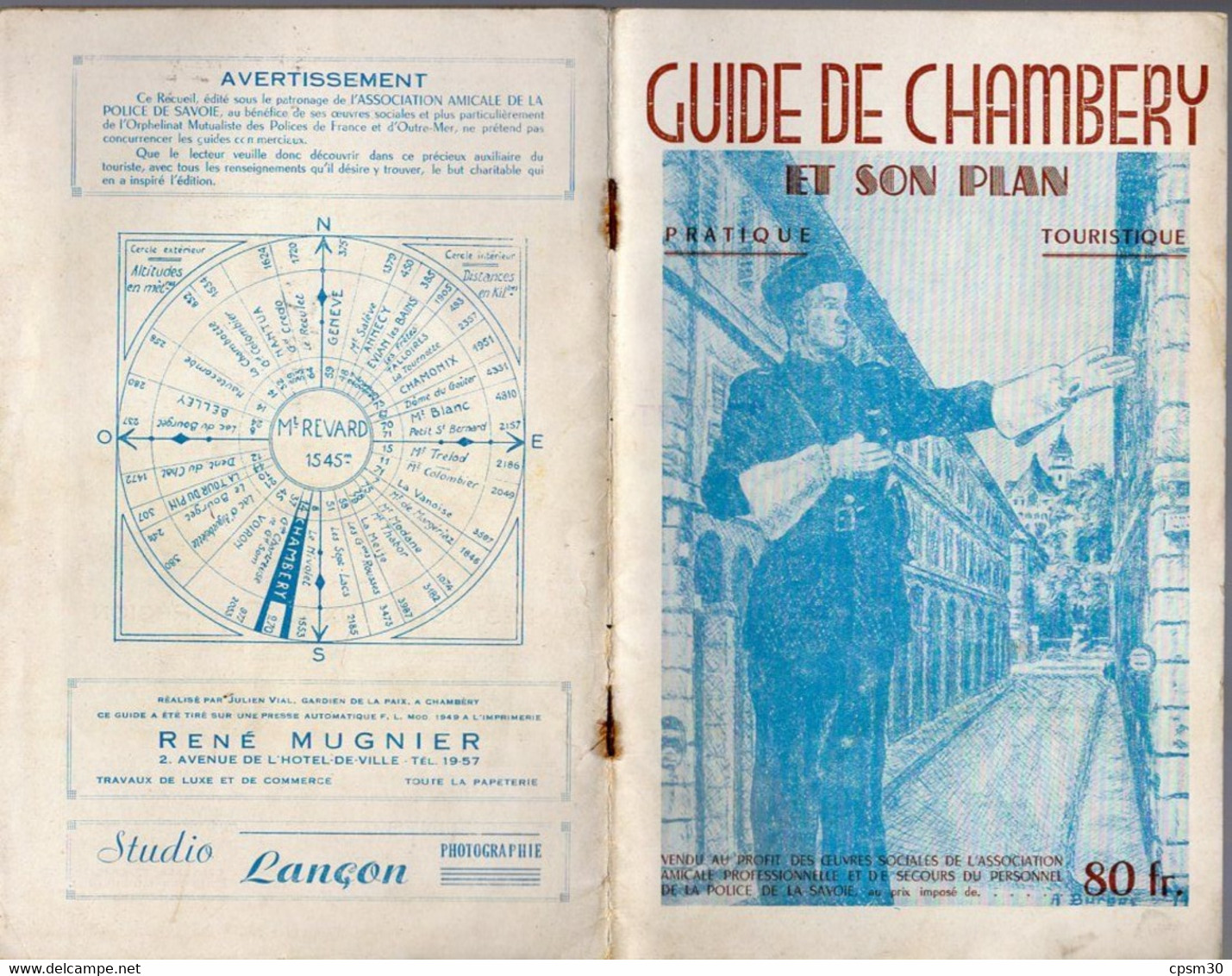 Livre - Guide De CHAMBERY Et Son Plan, Pratique Touristique, 32 Pages, Environ 1950 - Alpes - Pays-de-Savoie