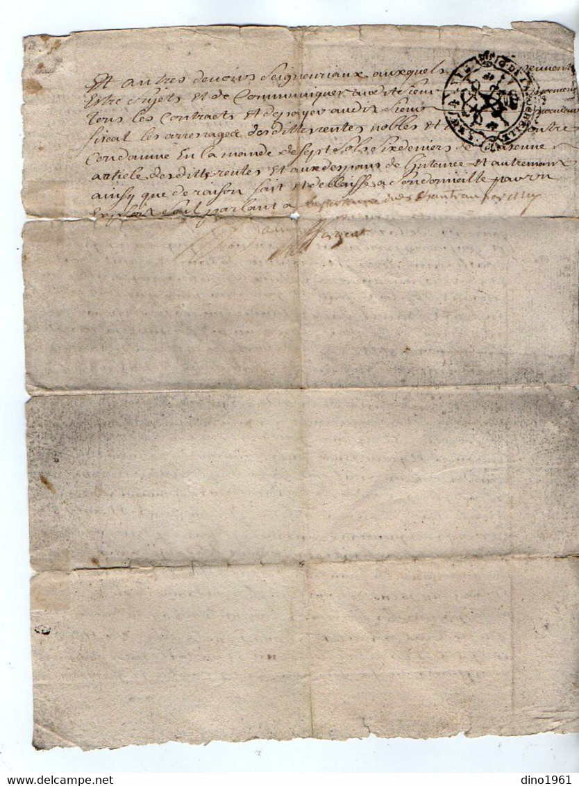 VP19.309 - Cachet De Généralité De LA ROCHELLE - Acte De 1730 - SAINT JEAN D'ANGELY X Seigneurie De LANDES &  SAINT LOUP - Algemene Zegels