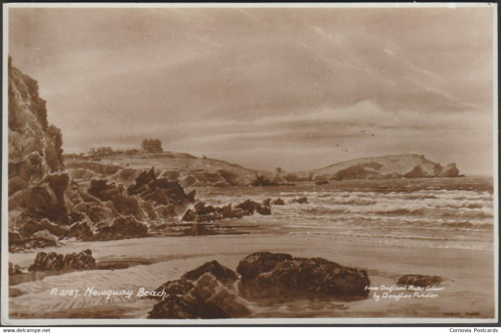 Douglas Pinder - Newquay Beach, Cornwall, C.1940 - Sweetman RP Postcard - Newquay