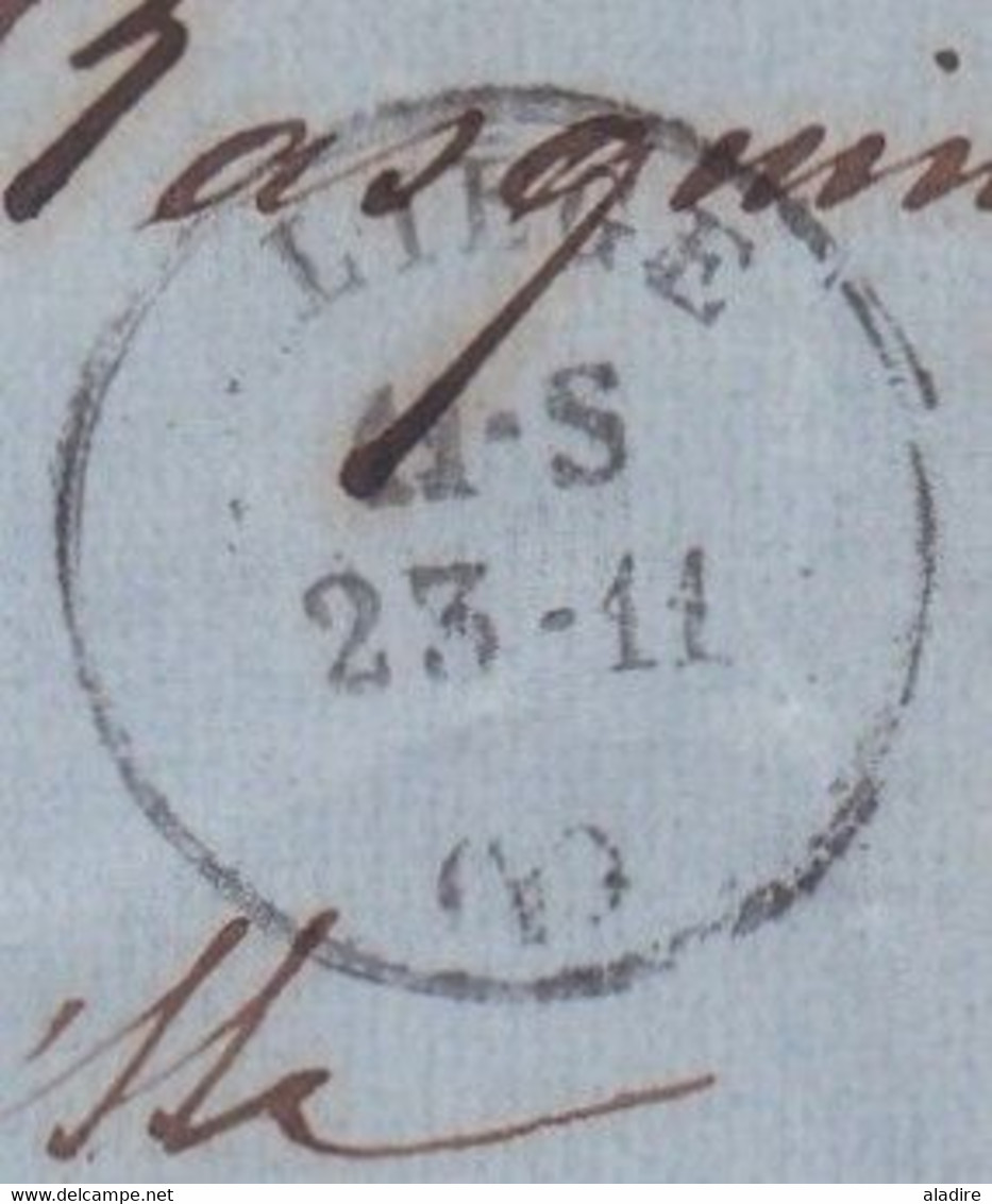 1860 - Enveloppe Pliée De LIEGE LUIK Vers JUPILLE Sur Meuse - 10 Centimes - 1858-1862 Medallions (9/12)