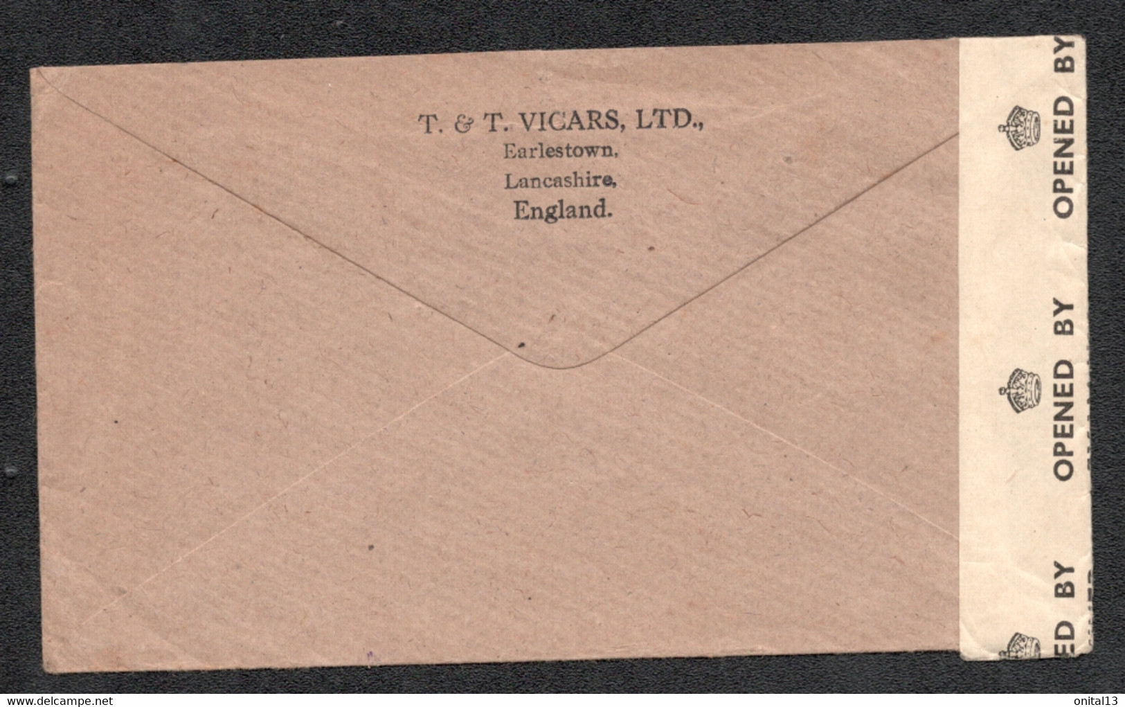 1942 CACHET CENSURE / OPEN BY EXAMINER 55 PC90 / EMA VICARS NEWTON LE WILLOWS LANCASHIRE / BISCUITERIE GONDOLO     D499 - Postmark Collection