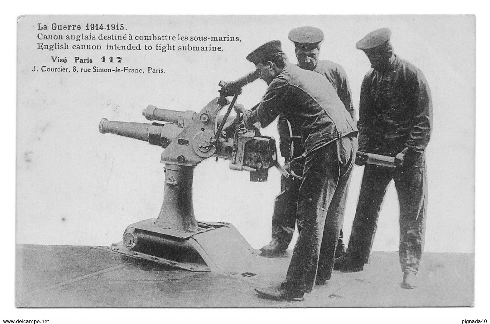 CPA, La Guerre 1914-1915, Canon Anglais Destinée à Combattre Les Sous-marins, Marine De Guerre, Marins, Animée - Material