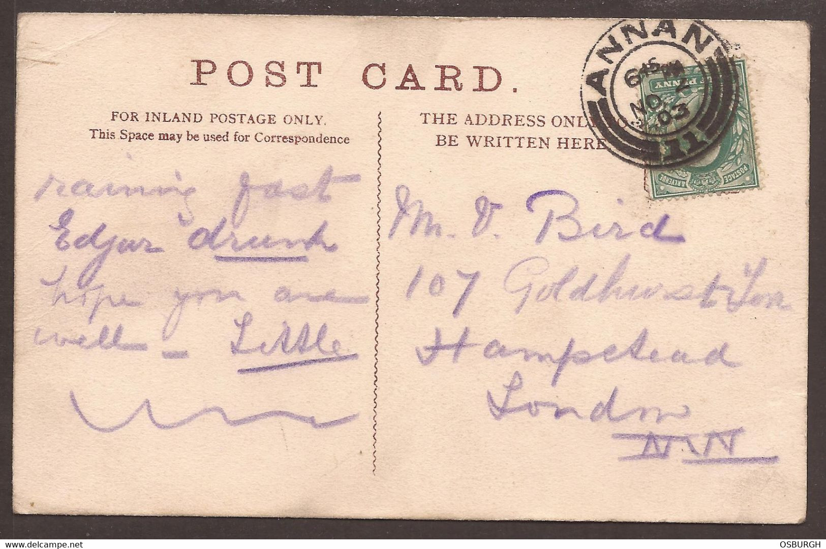 GREAT BRITAIN / SCOTLAND. POSTCARD.  MOFFAT AND LANGSHAW. WRS RELIABLE SERIES. ANNAN POSTMARK. USED. - Dumfriesshire