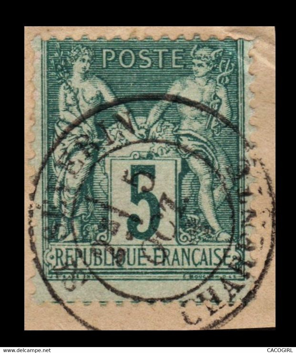 1876  France Sage N° 75, 75e ?  Type II . N Sous U . CAD 188? ST SEVERIN CHARENTE - 1876-1898 Sage (Type II)