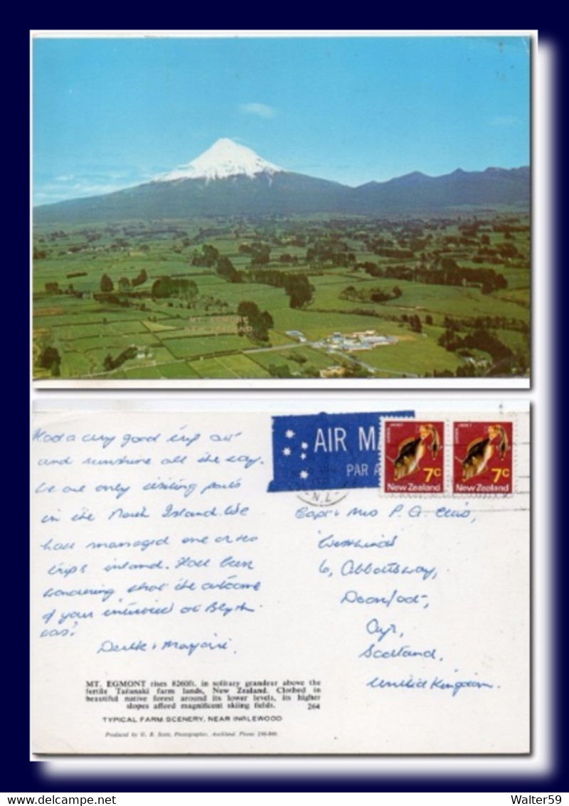 1971 New Zealand Postcard Mt. Egmont Near Inglewood Sent To UK - Cartas & Documentos