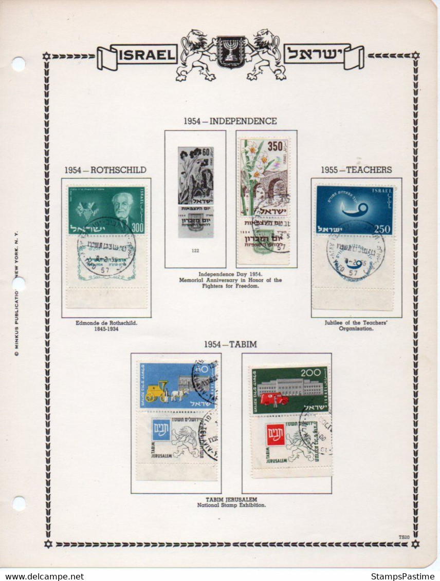 ISRAEL 20 HOJAS IMPRESAS DE ÁLBUM X 122 SELLOS Nuevos Y Usados Años 1954-73 – Valorizadas En U U$S 50.00 - Verzamelingen & Reeksen