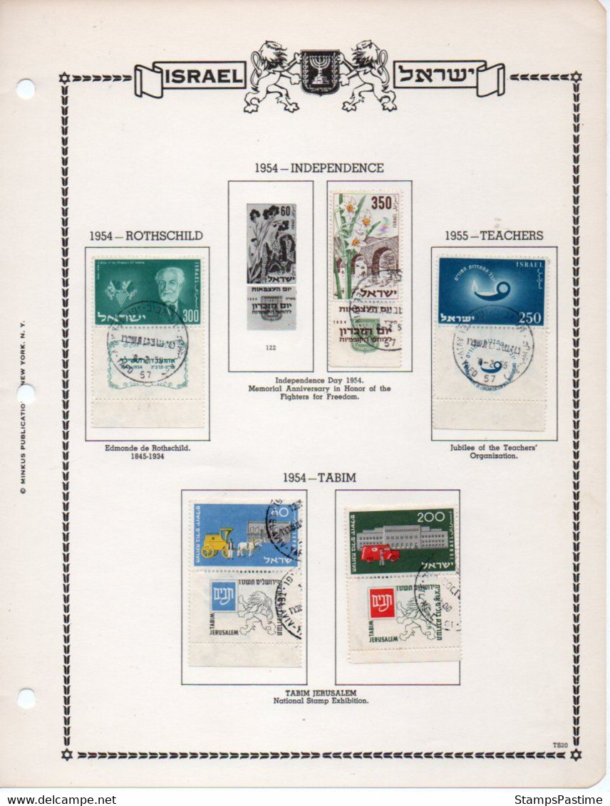 ISRAEL 20 HOJAS IMPRESAS DE ÁLBUM X 122 SELLOS Nuevos Y Usados Años 1954-73 – Valorizadas En U U$S 50.00 - Collections, Lots & Séries