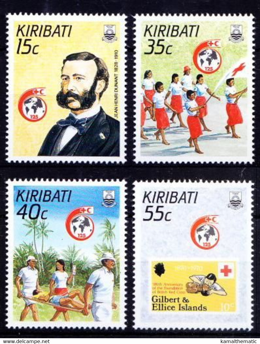 Kiribati 1988 MNH 4v, Dunant, Red Cross, Medicine, Stamp On Stamp, 1st Aid, Stretcher - Henry Dunant