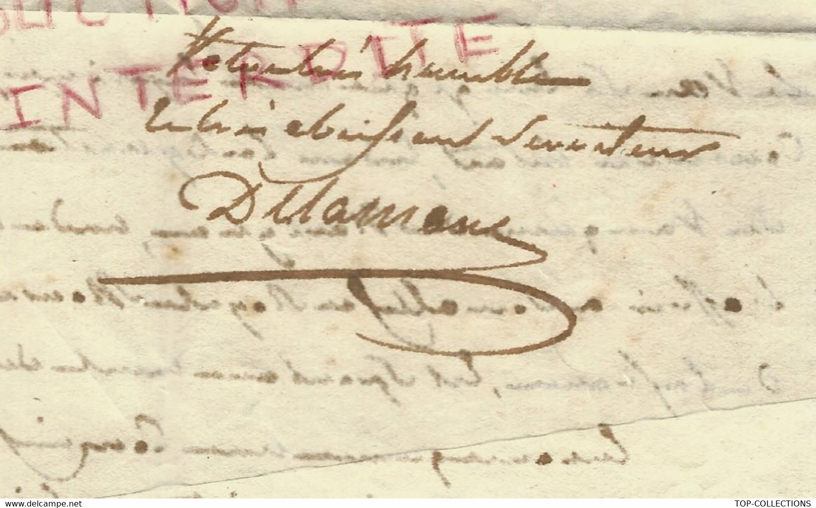 1822 ENTETE ROYAUME DE FRANCE JUSTICE PRESIDENT TRIBUNAL CVIL PONT AUDEMER Eure sign. Delaman
