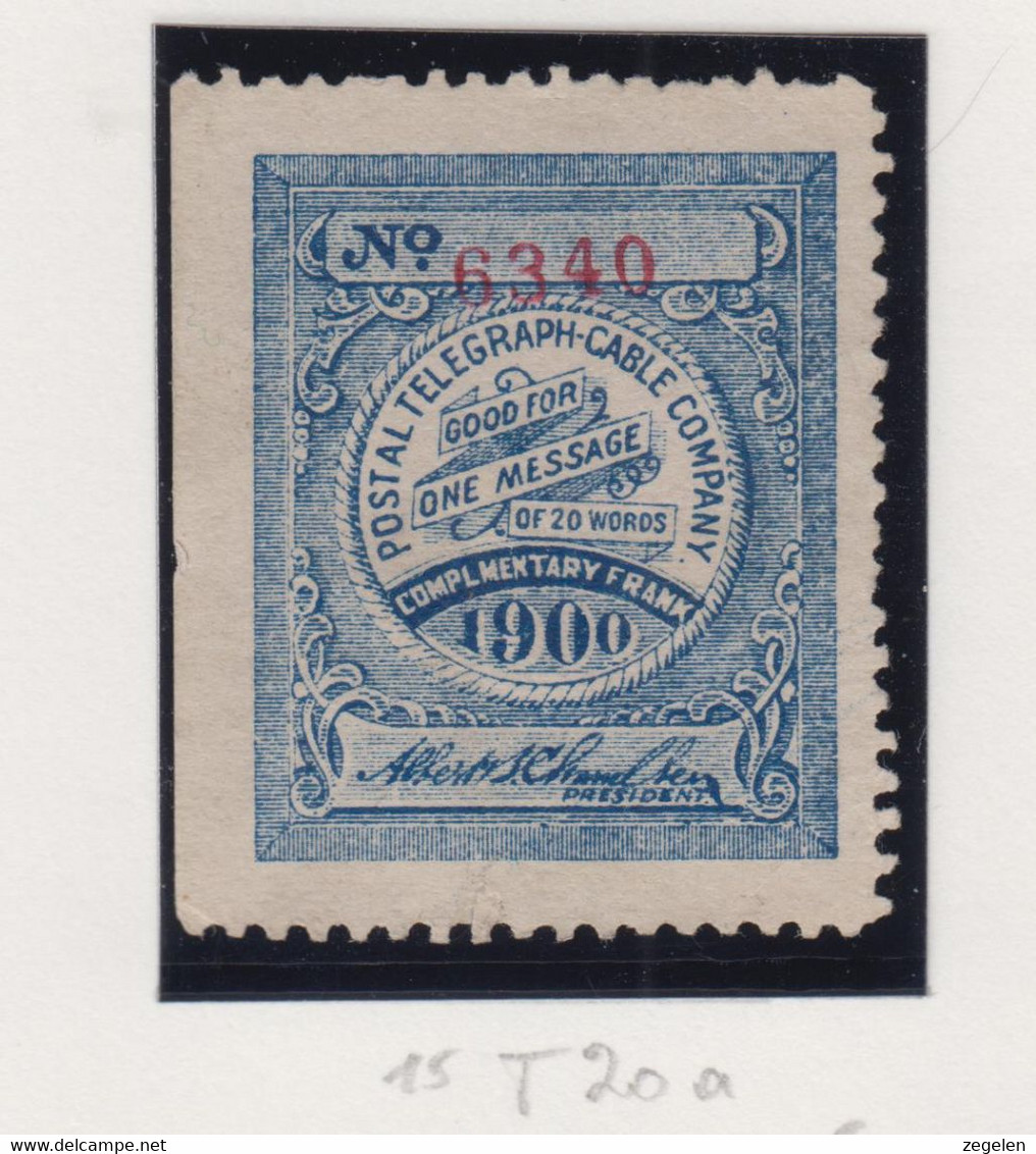 Verenigde Staten Scott-cat. Telegraph Stamps: Postal Telegraph Company 15T20a - Telégrafo