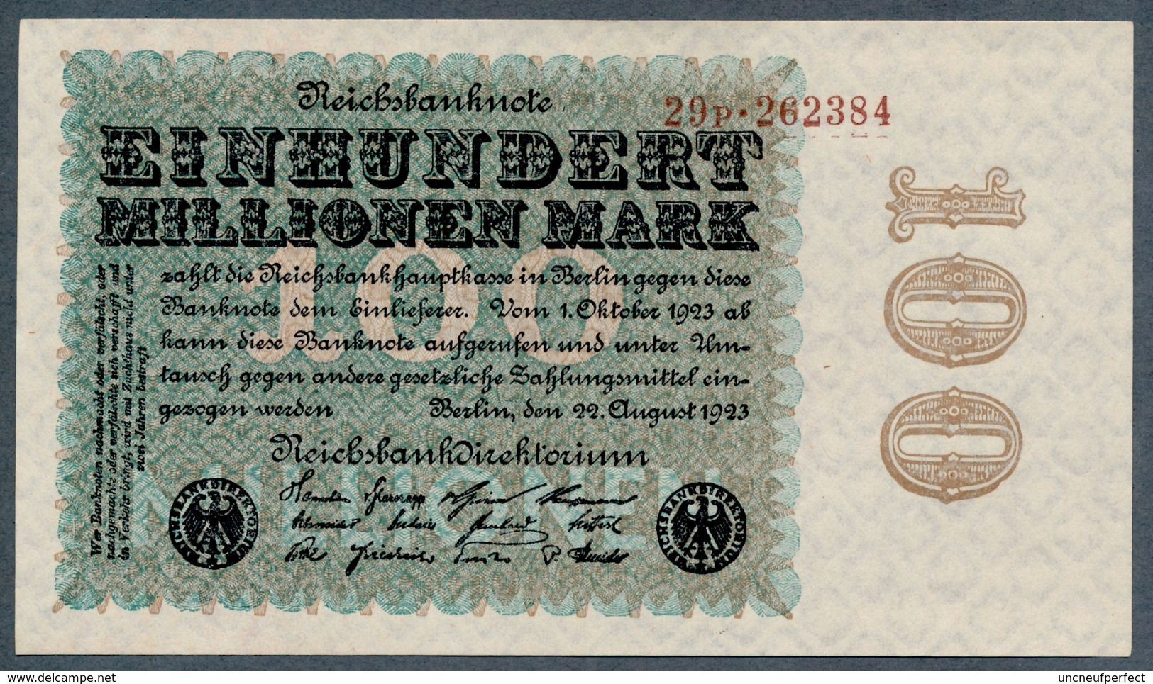 P107b Ro106j DEU-120h  100 Million Mark 1923  UNC NEUF - 100 Millionen Mark