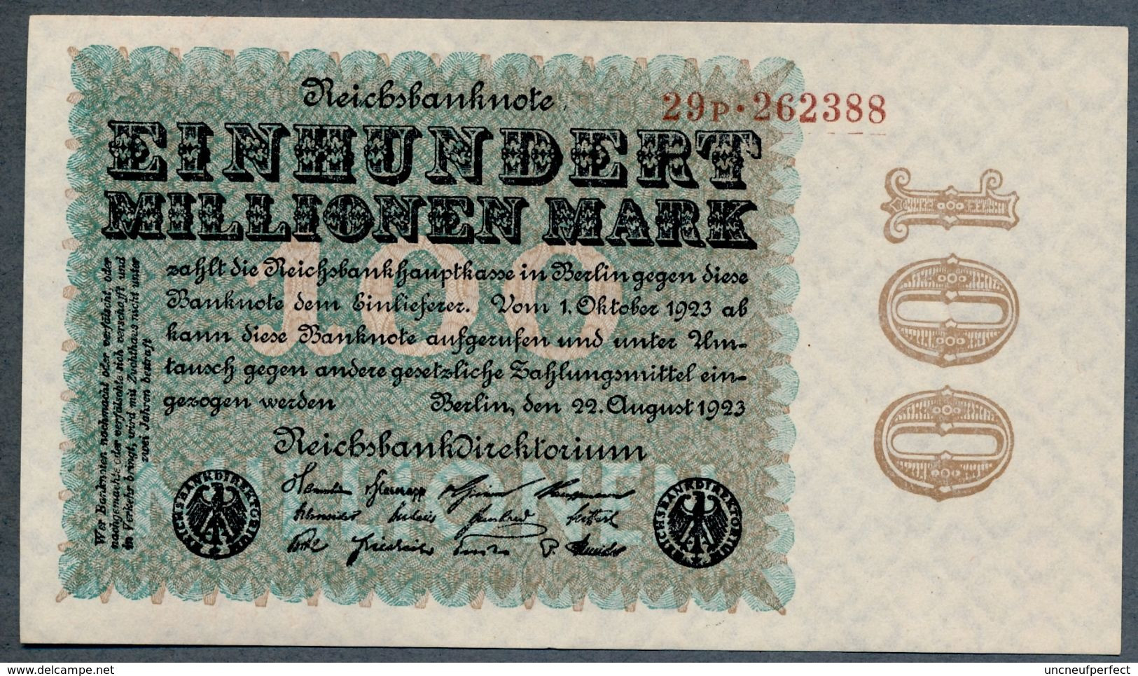 P107b Ro106j DEU-120h  100 Million Mark 1923  UNC NEUF - 100 Millionen Mark