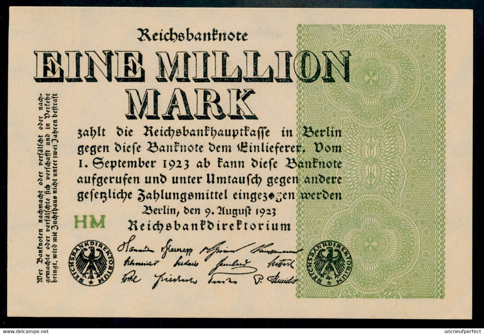 P102a Ro101a REU-114d 1 Million Mark 1923 UNC NEUF - 1 Mio. Mark