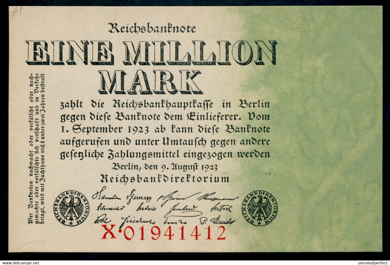 P101 Ro100 DEU-113. 1 Million Mark 1923 UNC NEUF - 1 Miljoen Mark