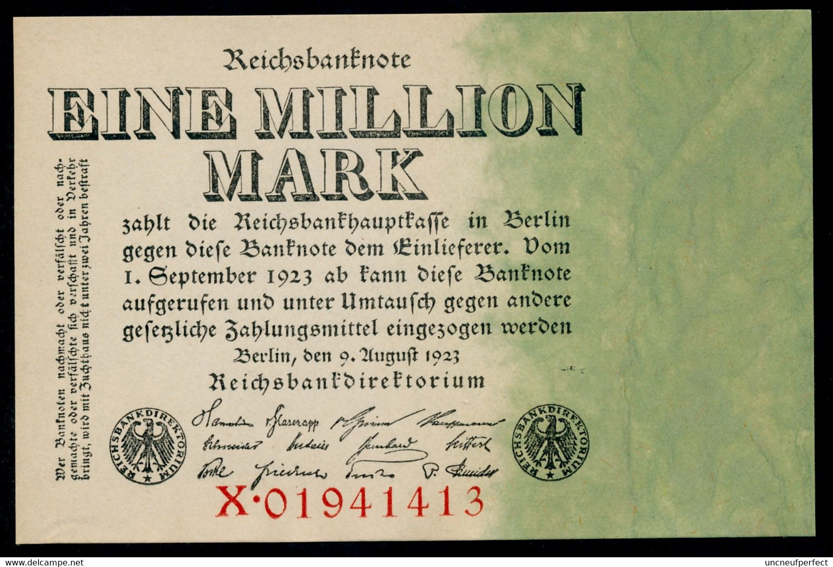 P101 Ro100 DEU-113. 1 Million Mark 1923 UNC NEUF - 1 Miljoen Mark