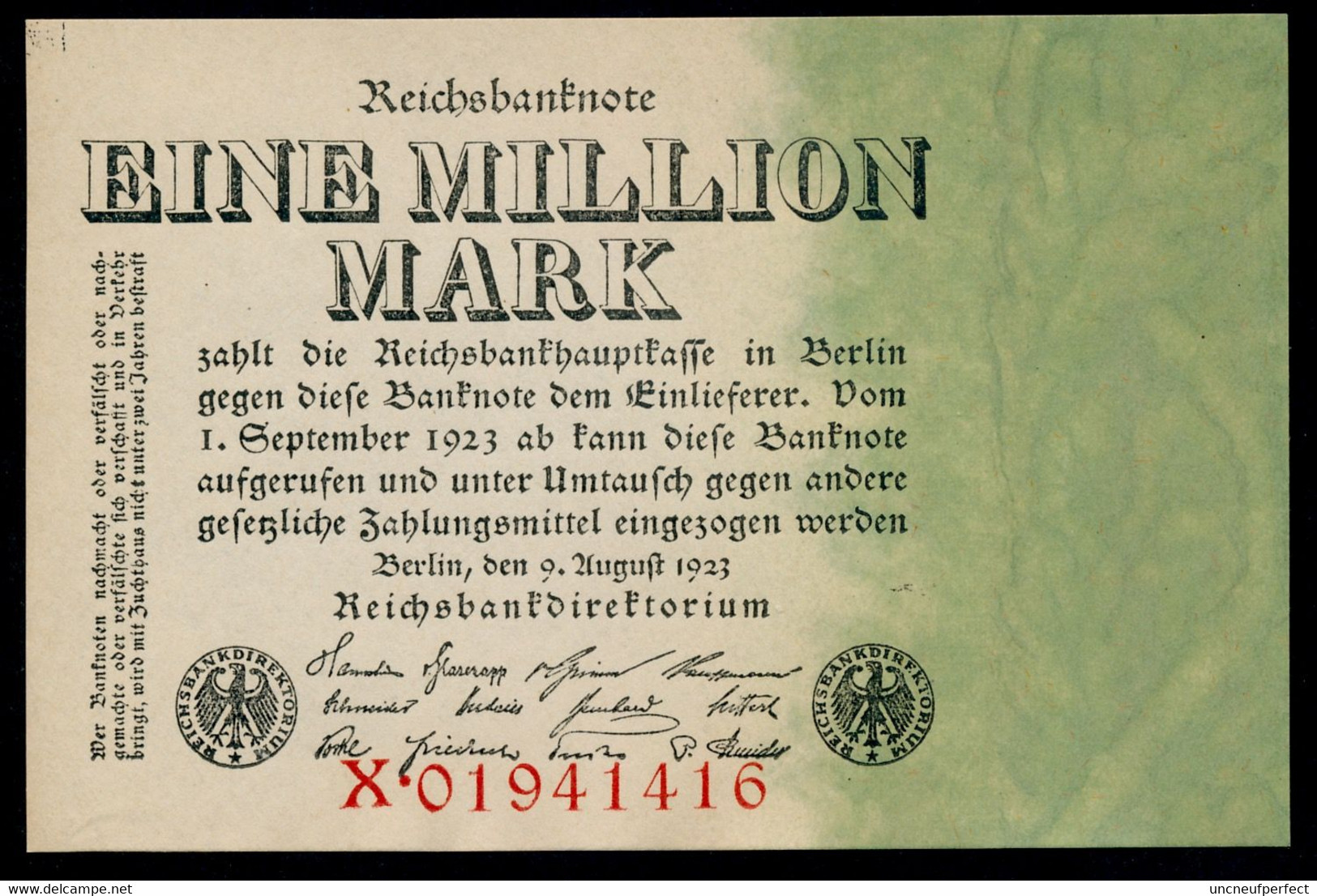 P101 Ro100 DEU-113. 1 Million Mark 1923 UNC NEUF - 1 Miljoen Mark