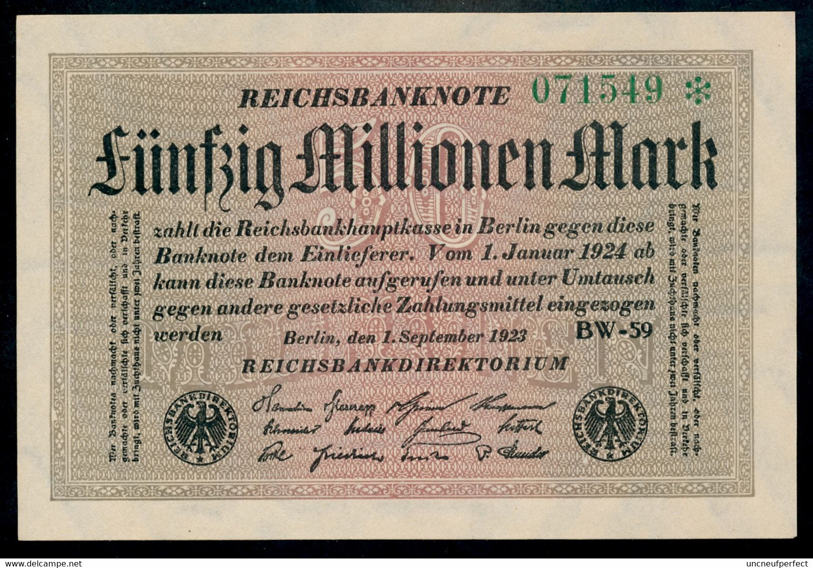 P109b Ro108e DEU-123h. 50 Million Mark 1923 UNC NEUF - 50 Millionen Mark