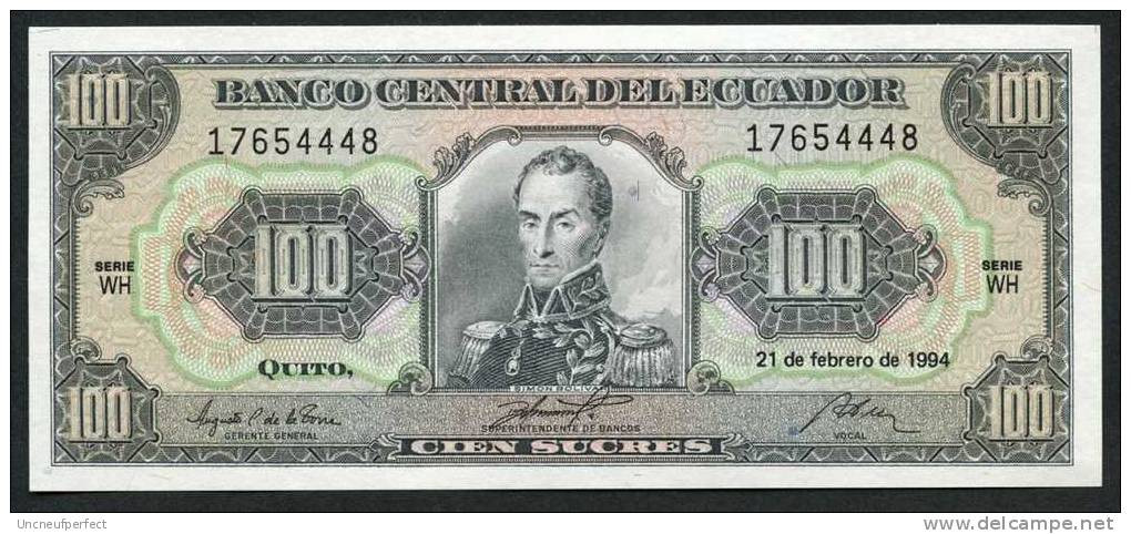 Pick 123Ac - 100 Sucres - 1994 - UNC N° 17654448 Série WH - Equateur