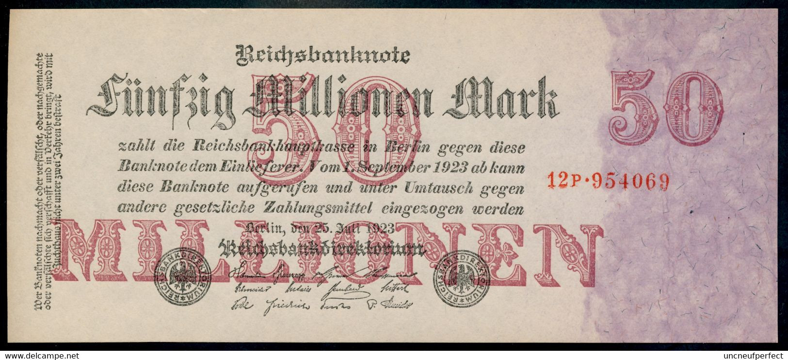 P98b Ro97b DEU-109b. 50 Million Mark 1923 NEUF UNC - 50 Millionen Mark