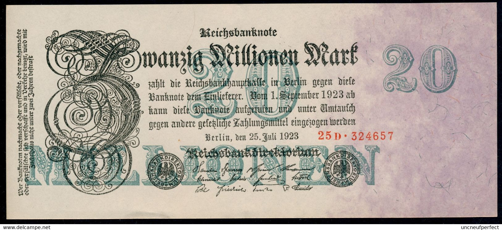 P97 Ro96b DEU-108b. 20 Million Mark 1923 UNC NEUF - 20 Millionen Mark