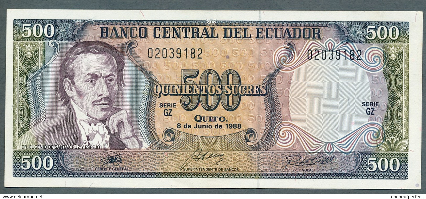 P 124a - 500 SUCRES - 08/06/1988 -  Série GZ UNC N° 02039182 - Equateur