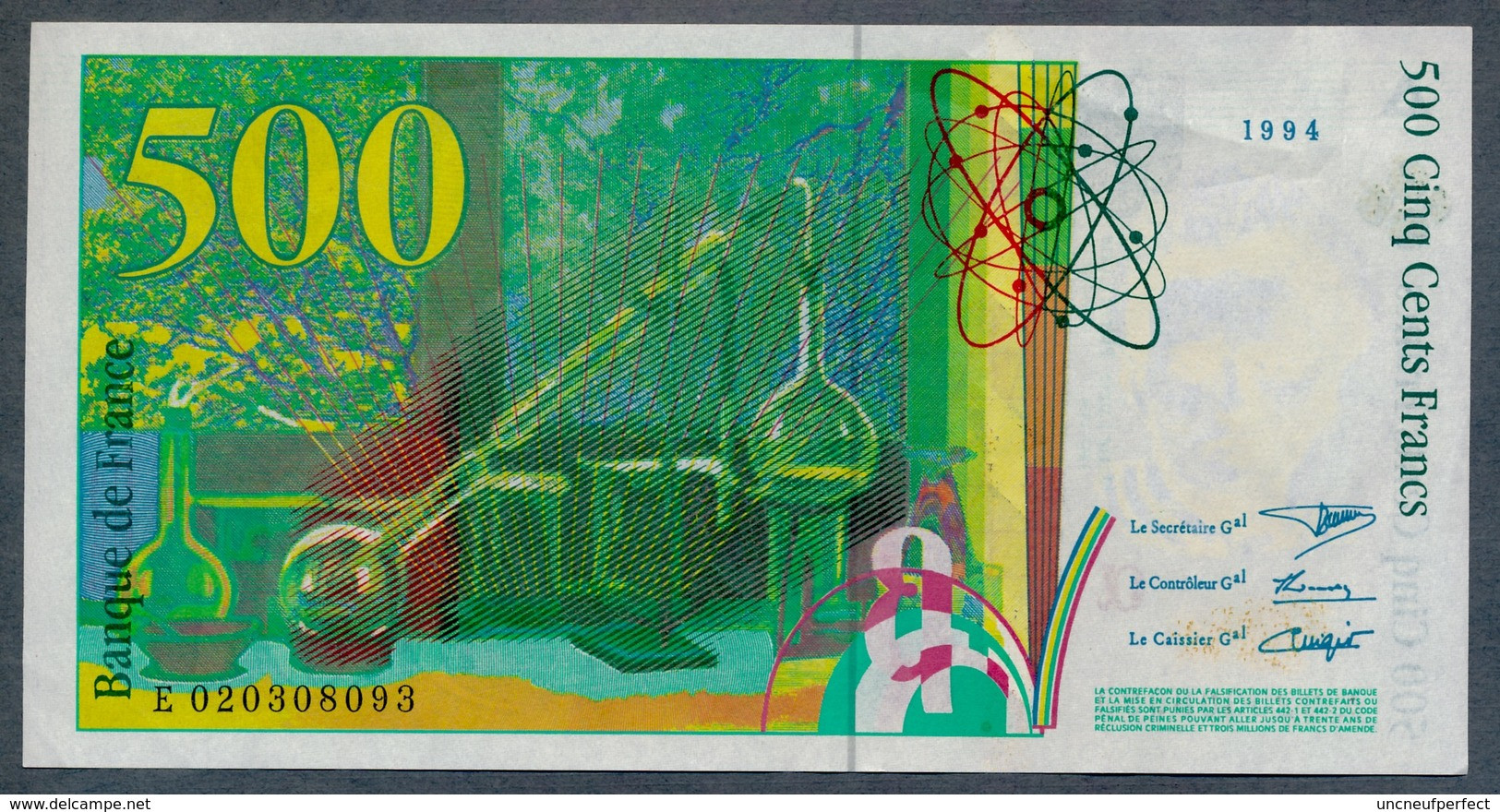 500 Francs Type Pierre & Marie Curie 1994  FAUX D'époque NEUF - 500 F 1994-2000 ''Pierre En Marie Curie''