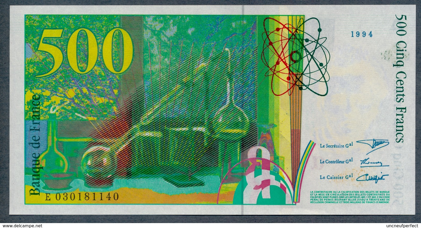 500 Francs Type Pierre & Marie Curie 1994  FAUX D'époque NEUF - 500 F 1994-2000 ''Pierre En Marie Curie''